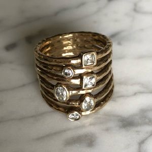 Melinda Maria stack gold and cz ring size 7